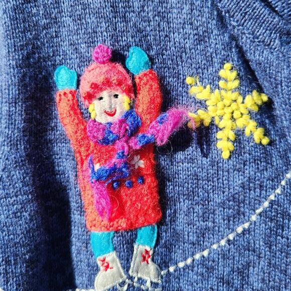 Vintage Ice Skating Sweater Classics by Marisa Christina Embroidered Winter Knit - Picture 2 of 11